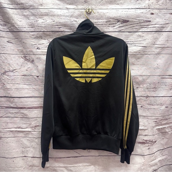 Woman's Adidas Track Jacket Black & Gold Size Medium - Picture 3 of 3